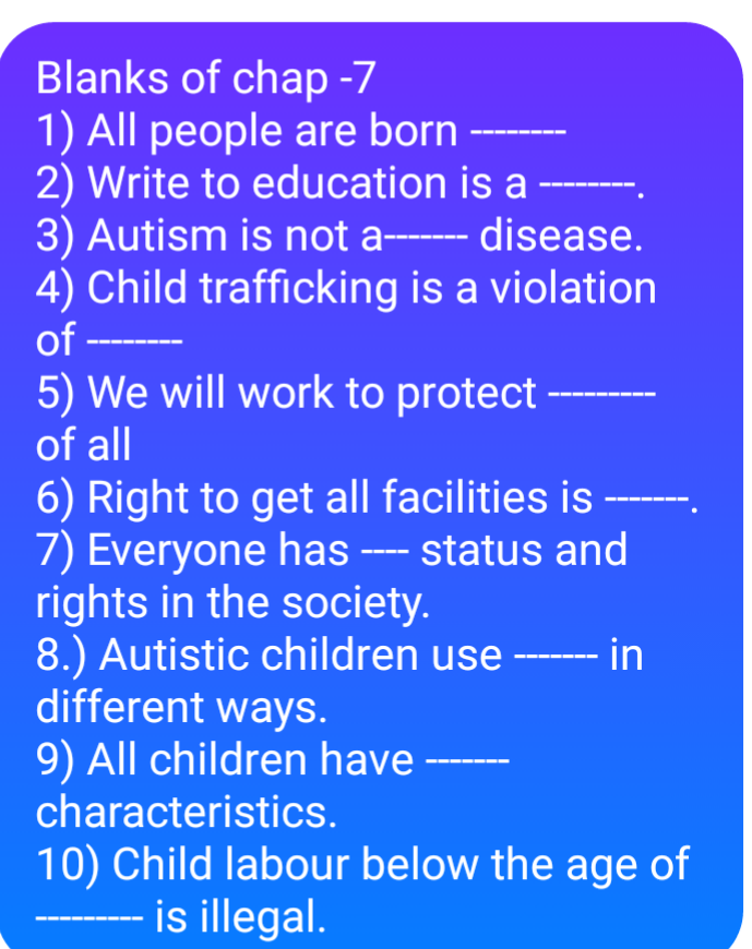 Blanks of Chapter 7